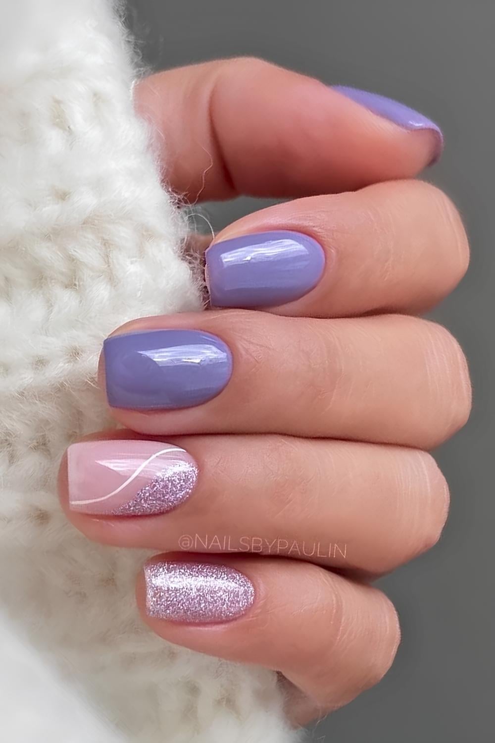 Soft Pink to Lavender Glossy Ombre Soft Pink to Lavender Glossy Ombre — Winter Purple Nails