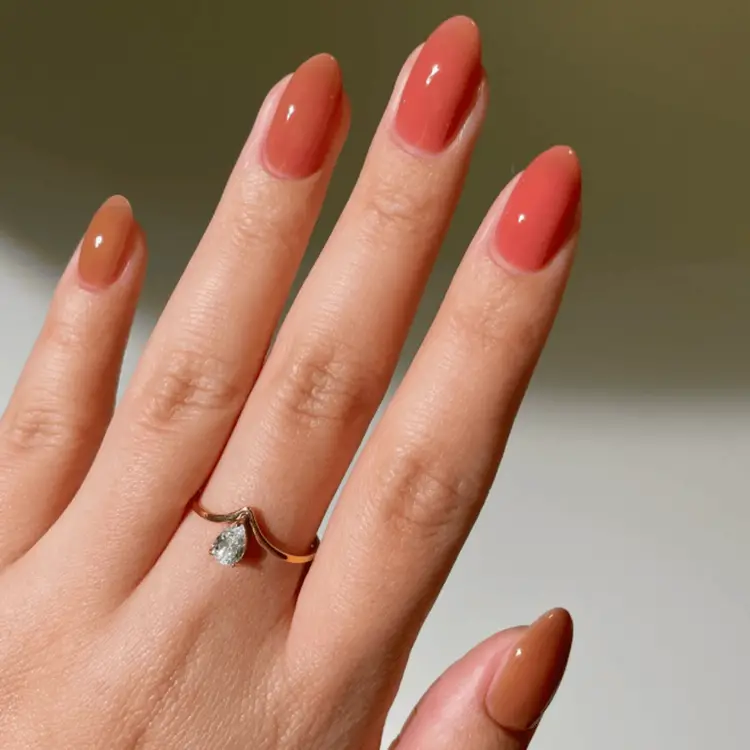Deep Glossy Burgundy Medium Oval Nails Deep Glossy Burgundy Medium Oval Nails — Winter Nail Colors for Women Over 40