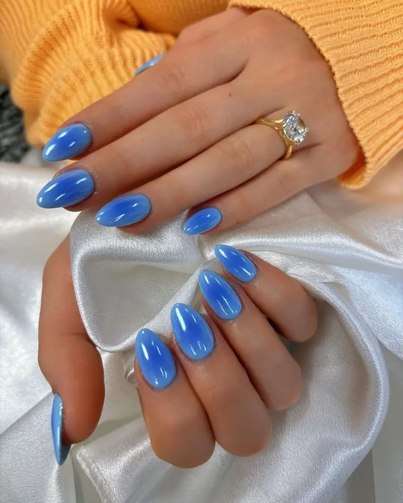 Vibrant Sky Blue Jelly Nails Vibrant Sky Blue Jelly Nails — Winter Almond Nails