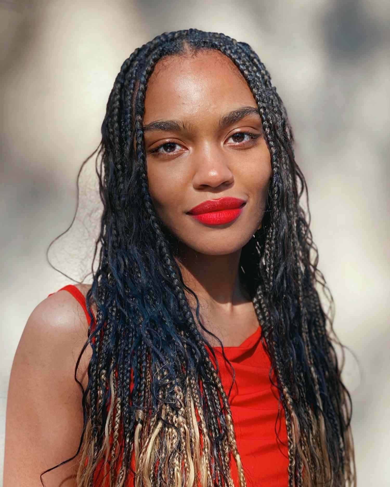 Dark Brown Braids with Blonde Highlights — Winter Braid Colors for Black Women