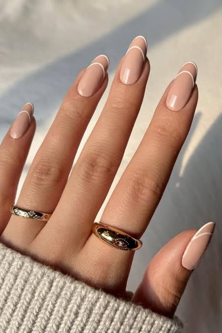Thin White French Tips Visual Idea Thin White French Tips Visual Idea — Winter Nude Nails