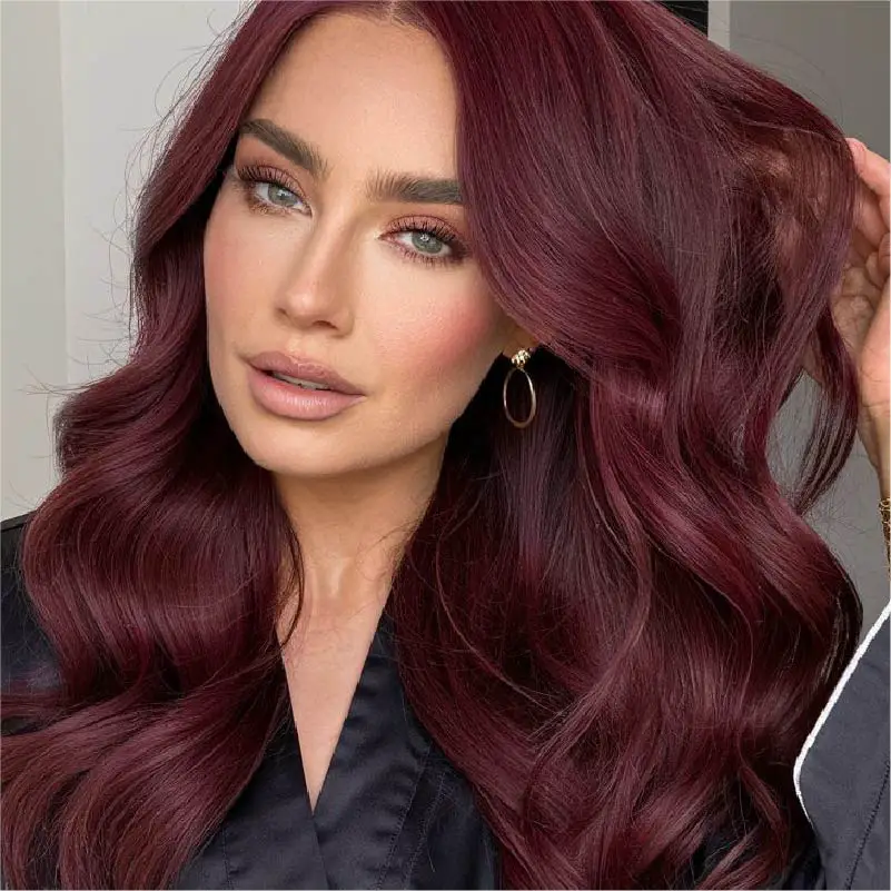 Deep Burgundy Auburn Collarbone Waves Deep Burgundy Auburn Collarbone Waves — Winter Auburn Hair Color