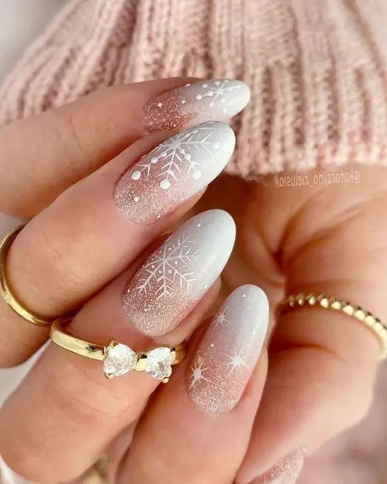 White Ombre with Rose Gold Glitter White Ombre with Rose Gold Glitter — Winter Ombre Nails