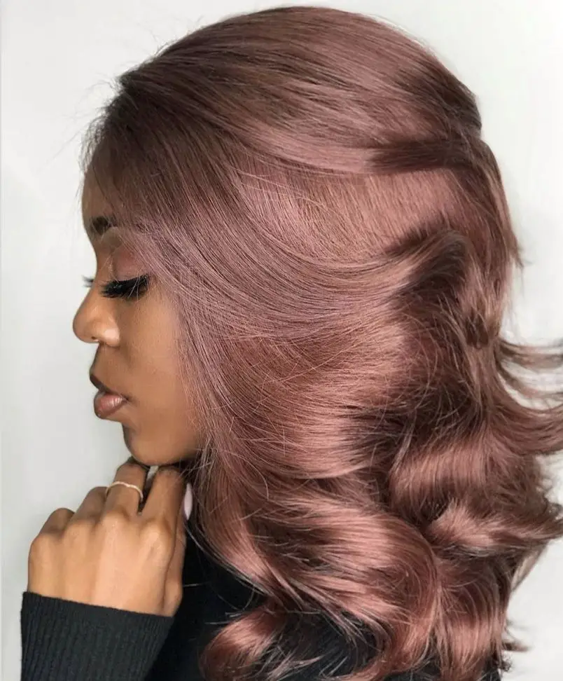 Muted Rose Gold Lob — Winter Hair Colors for Black Women