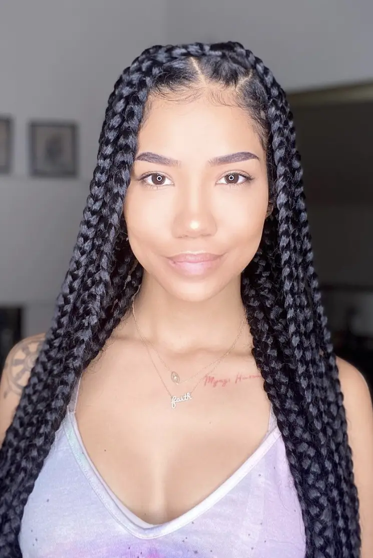 Thick Uniform Black Box Braids — Winter Protective Hairstyles