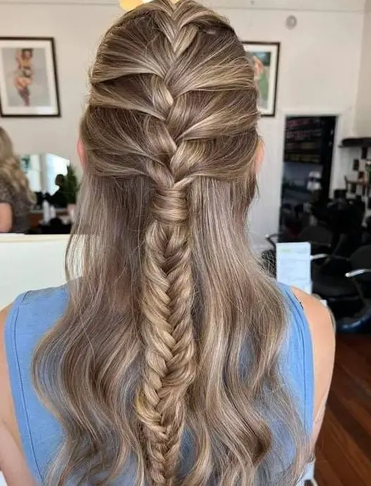 Ash Blonde Fishtail From Crown Ash Blonde Fishtail From Crown — Winter Half Up Half Down Hairstyles