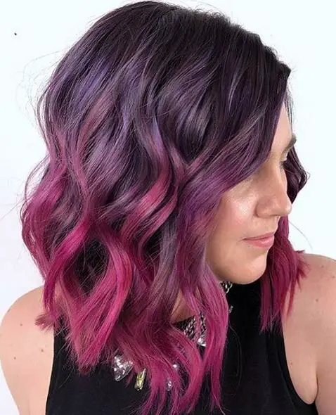 Dark Base With Plum And Hot Pink Ombre Visual Idea Dark Base With Plum And Hot Pink Ombre Visual Idea — Plum Hair Color