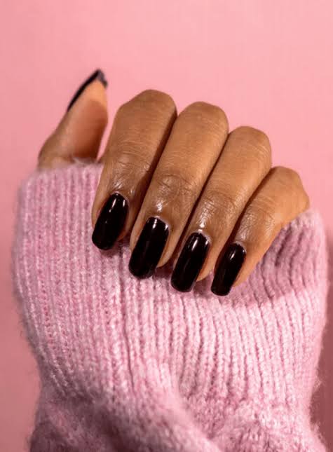 Solid Black Visual Idea Solid Black Visual Idea — Winter Nail Colors for Dark Skin