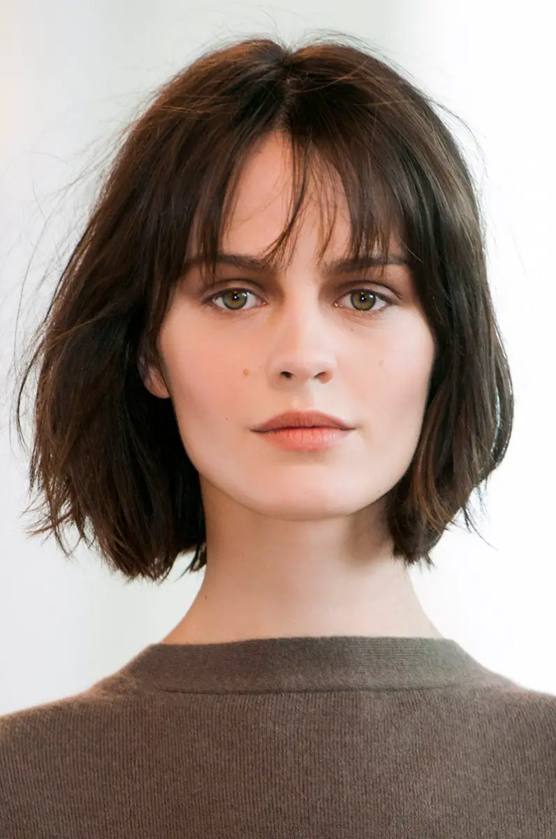 Chin Blunt Bob With Tousled Bangs — Low Maintenance Winter Haircuts