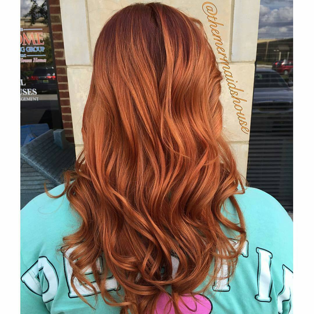 Long Layers Bright Copper Auburn Mid-Back Waves Long Layers Bright Copper Auburn Mid-Back Waves — Winter Auburn Hair Color
