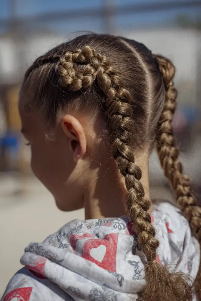 Blonde Heart Braids Pigtails — Winter Hairstyles for School