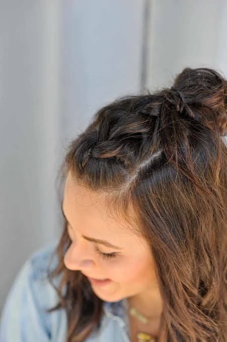 Dark Brown Half-Up Knot With Braids Dark Brown Half-Up Knot With Braids — Winter Date Night Hairstyles