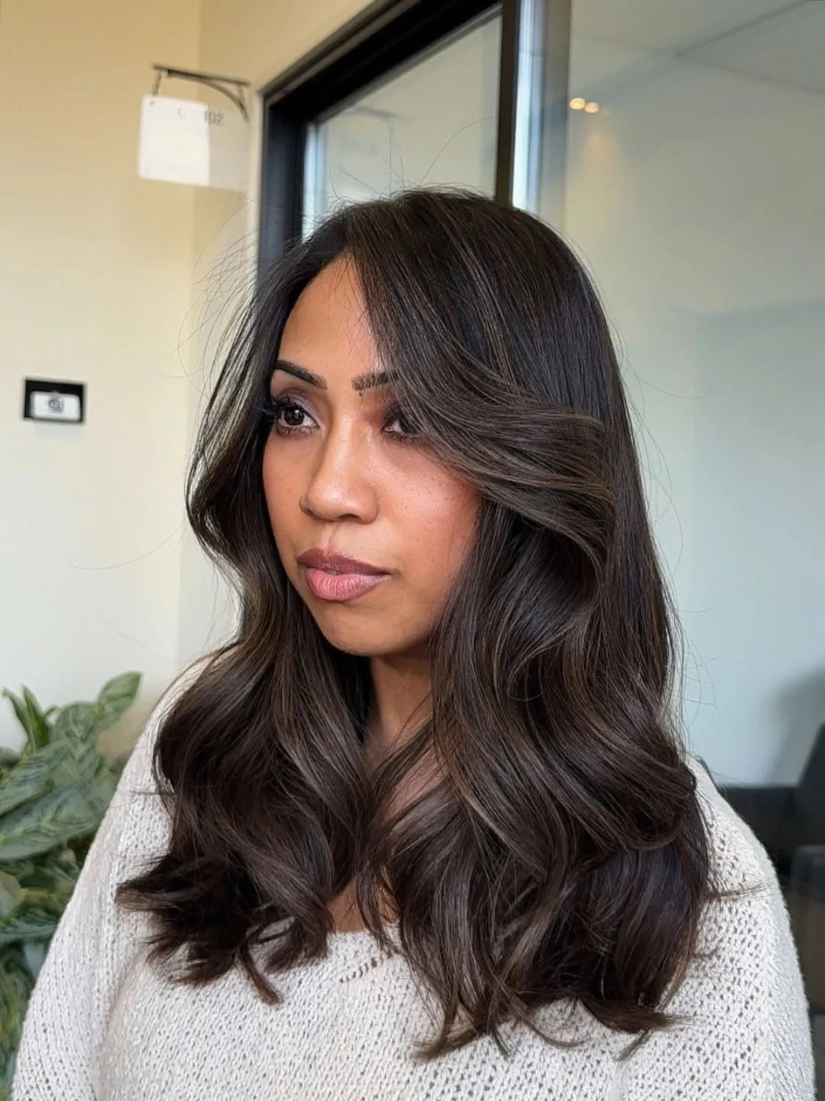 Collarbone Dark Brown With Ash Highlights — With Soft Dark Winter Hair Colors