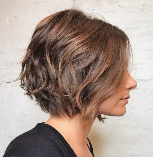 Layered Medium Brown Bob with Waves — Short Winter Haircuts