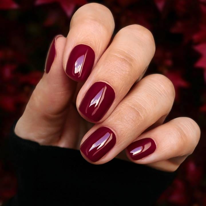 High Gloss Deep Berry Red Glossy Oval Nails High Gloss Deep Berry Red Glossy Oval Nails — Winter Nail Colors