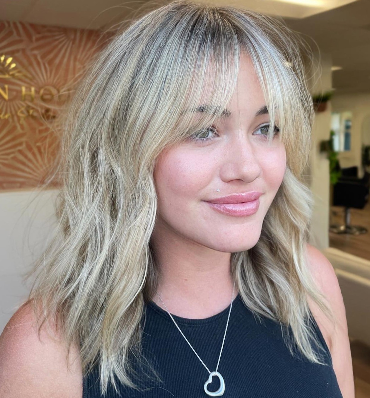 Shoulder Length Shag With Curtain Bangs — Winter Hairstyles for Thin Hair