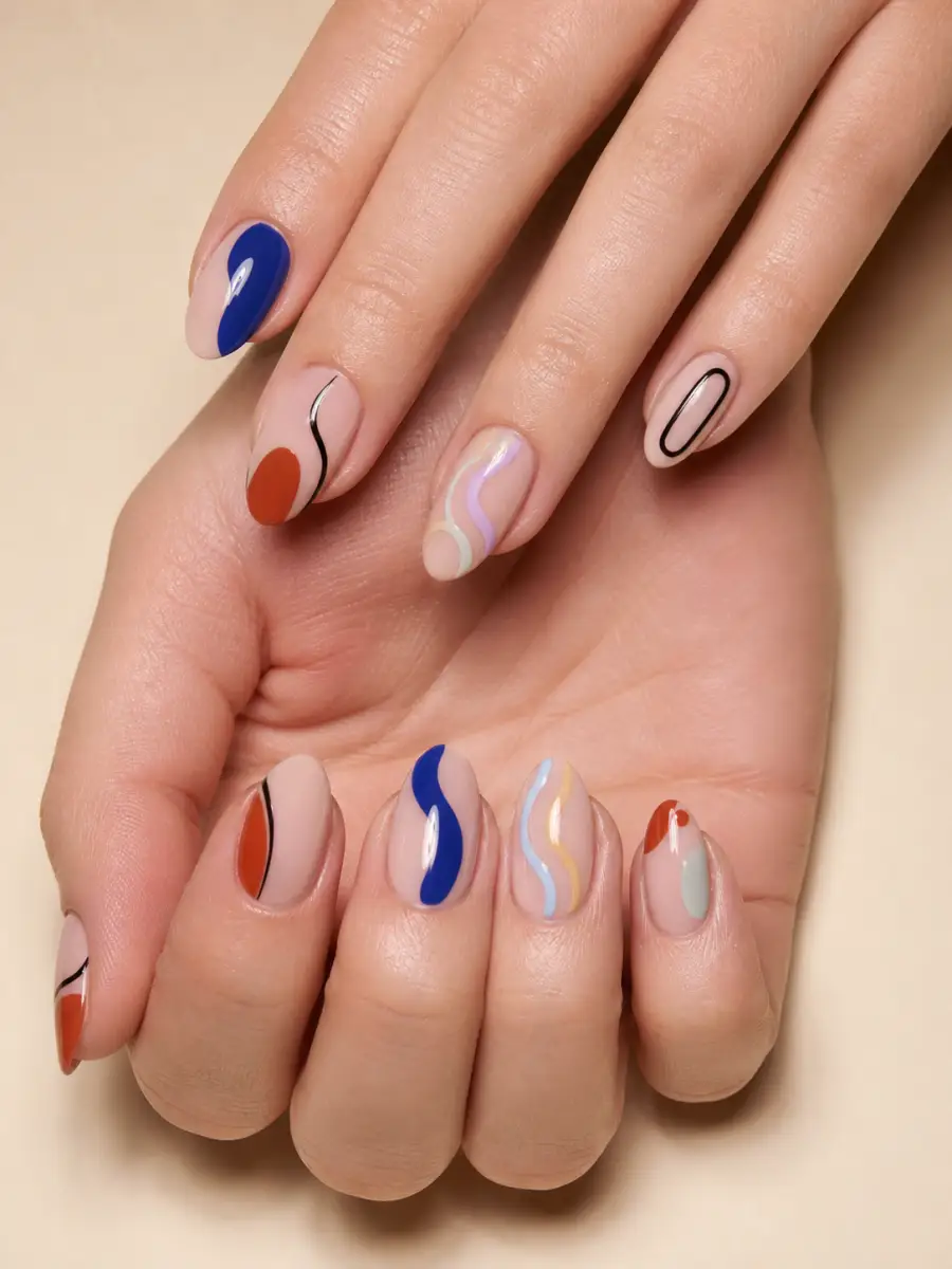 Abstract Shapes and Lines Almonds Abstract Shapes and Lines Almonds — Almond Nail Designs