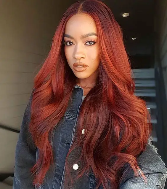 Warm Coppery Red with Brown Undertones — Winter Hair Colors for Black Women