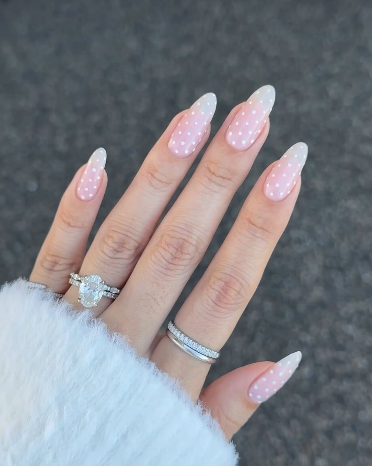 Small White Dots On A Gradient Base Visual Idea — Minimalist Winter Nails