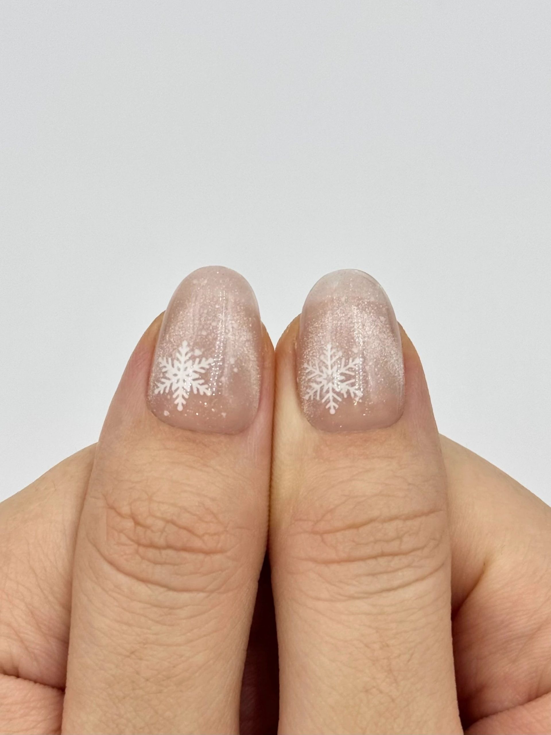 Sheer Nude Snowflake Accents Sheer Nude Snowflake Accents — Natural Winter Nails