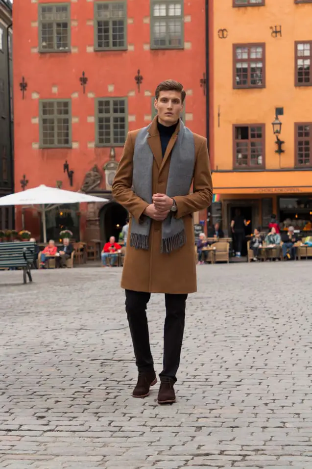 Timeless Elegance: Camel Overcoat and Navy Turtleneck Timeless Elegance: Camel Overcoat and Navy Turtleneck — Winter Outfits for Men