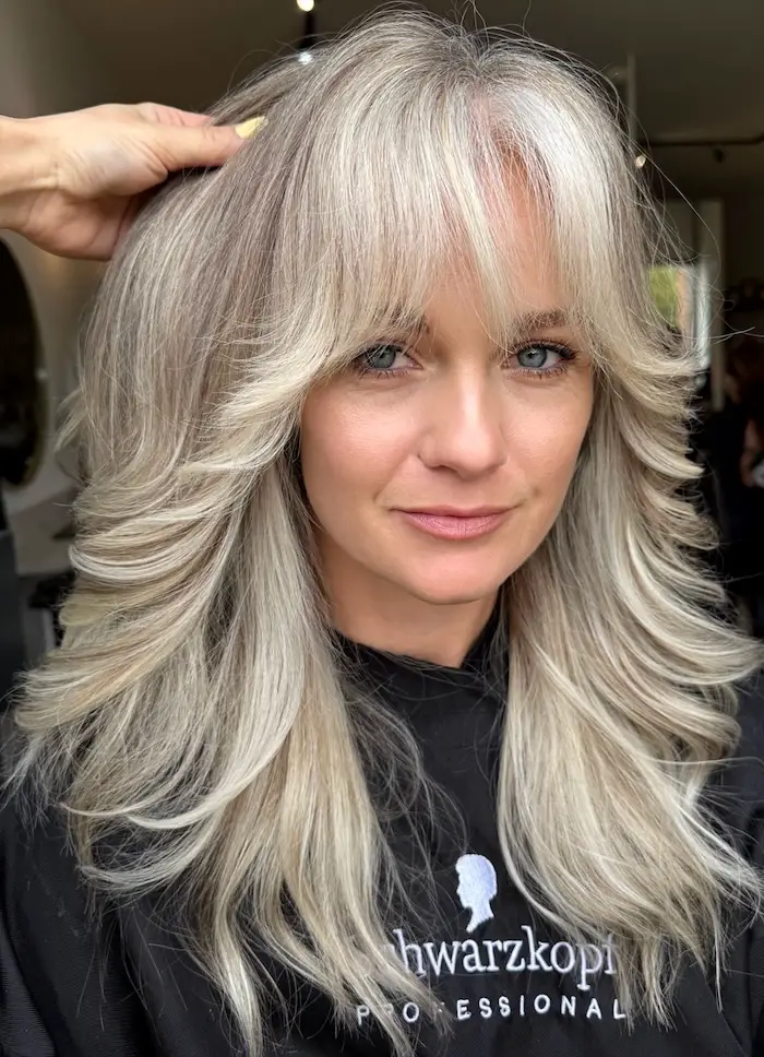 Fine Ash Blonde With Soft Bangs Fine Ash Blonde With Soft Bangs — Winter Haircuts with Curtain Bangs