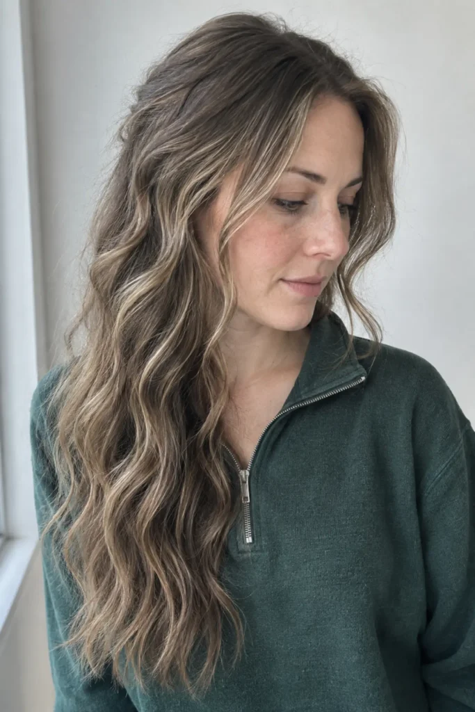 Dark Blonde Ash Highlights Waves Dark Blonde Ash Highlights Waves — Winter Hairstyles for Long Hair