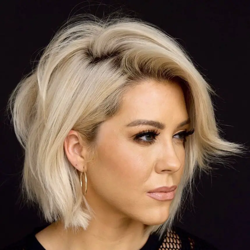 Edgy Platinum Textured Bob Edgy Platinum Textured Bob — Winter Haircuts for Women Over 50
