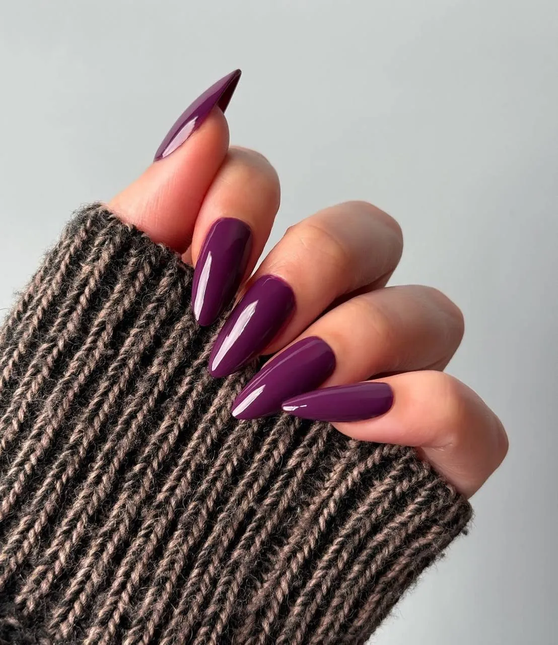 Vibrant Glossy Rich Plum Almonds Vibrant Glossy Rich Plum Almonds — Winter Purple Nails