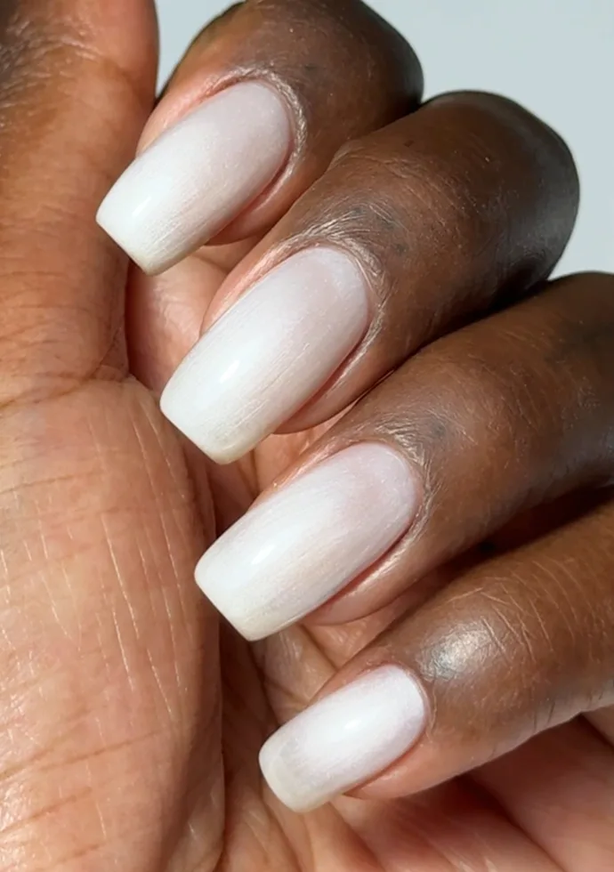 Pearlescent White Snowflake Squares Pearlescent White Snowflake Squares — Natural Winter Nails