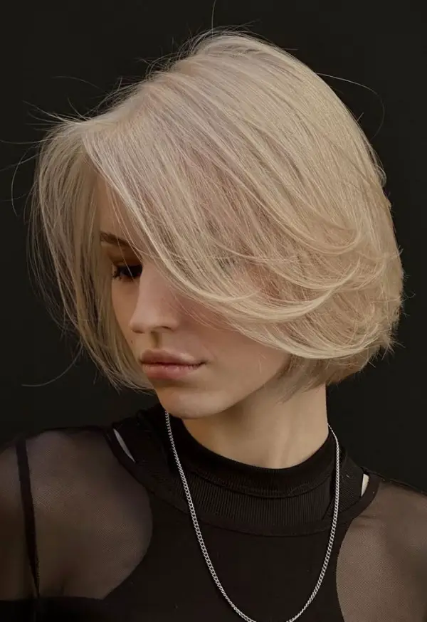 Collarbone Icy Blonde Bob With Textured Layers Collarbone Icy Blonde Bob With Textured Layers — Icy Blonde Hair