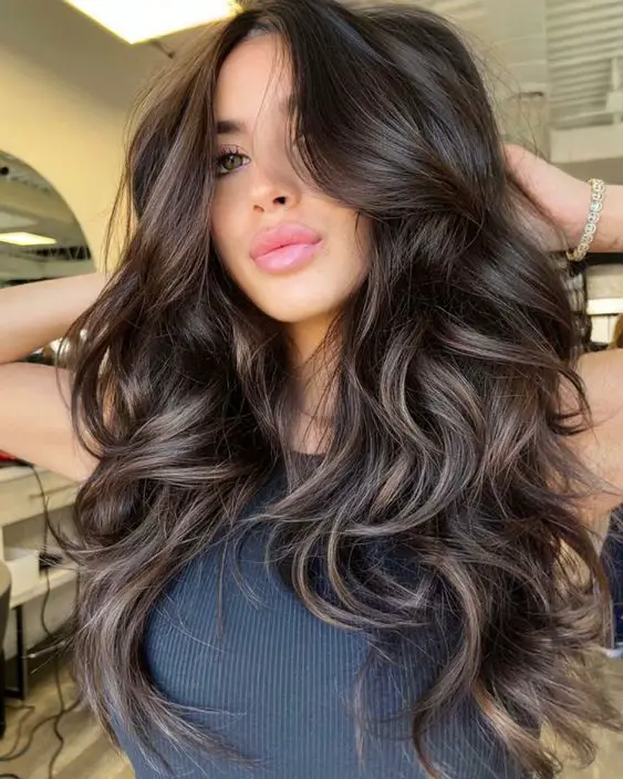 Dark Brown Color Melt With Ash Blonde Dark Brown Color Melt With Ash Blonde — Winter Hair Colors