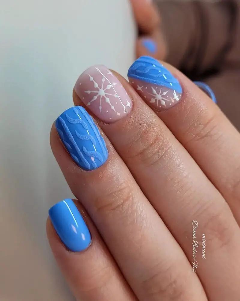 Cozy Winter Blend: Snowflake & Cable Knit Cozy Winter Blend: Snowflake & Cable Knit — Short Winter Nails