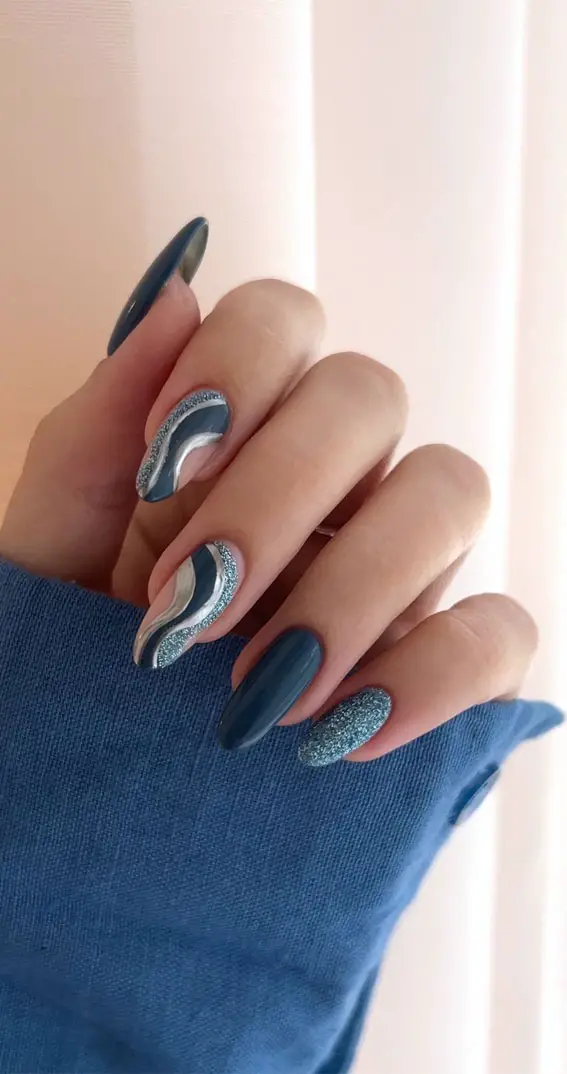 Clean Lines Precise Application Visual Idea — Dark Winter Nails