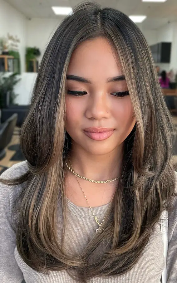 Blowout With Soft Waves Ash Brown With Face-Framing Highlights Blowout With Soft Waves Ash Brown With Face-Framing Highlights — Ash Brown Hair