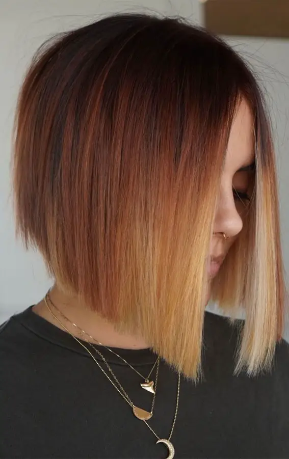 Dark Brown To Blonde Ombre Bob Dark Brown To Blonde Ombre Bob — Winter Hair Colors for Short Hair