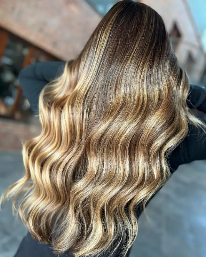 Dark Brown with Warm Blonde Highlights Dark Brown with Warm Blonde Highlights — Winter Brown Hair Colors