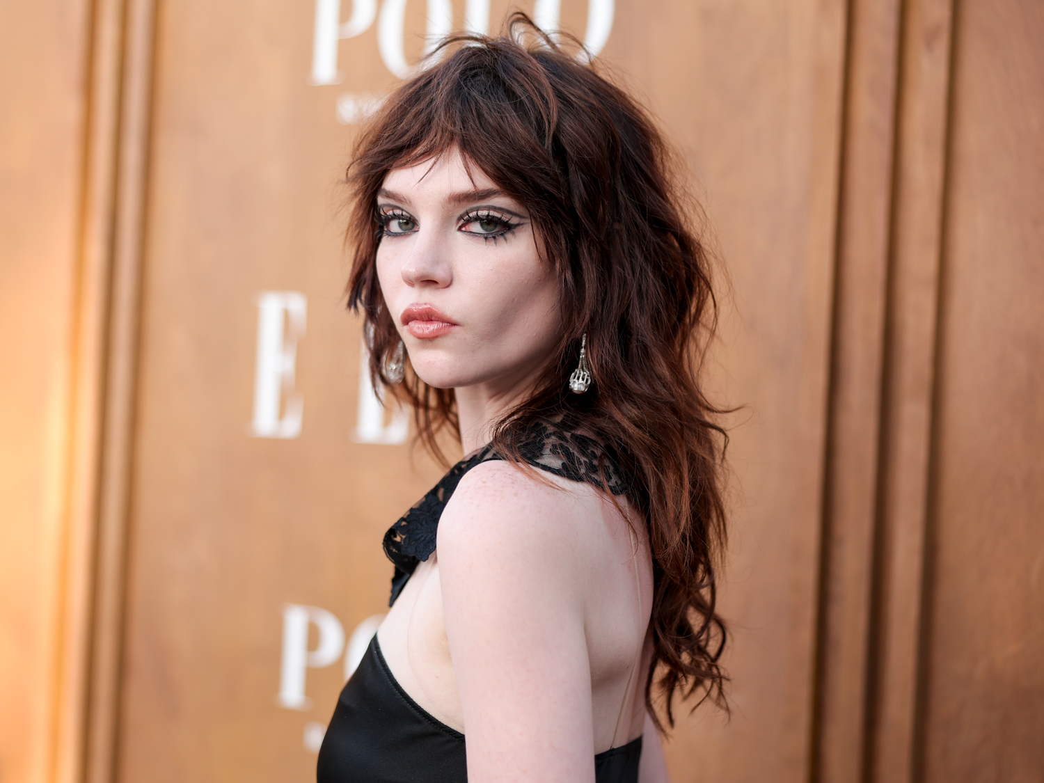 Messy Layered Dark Hair with Black Satin and Lace Dress Messy Layered Dark Hair with Black Satin and Lace Dress — Trendy Haircuts for Women