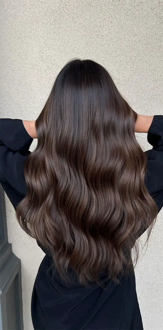 Mid-Back Silky Smooth Texture — Dark Chocolate Brown Hair