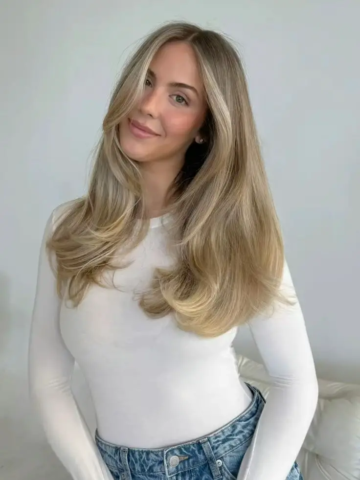 Long Layers Ash Blonde With Soft Highlights Long Layers Ash Blonde With Soft Highlights — Winter Hair Colors