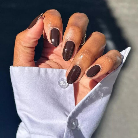Deep Chocolate Brown Visual Idea Deep Chocolate Brown Visual Idea — Winter Nail Colors for Dark Skin