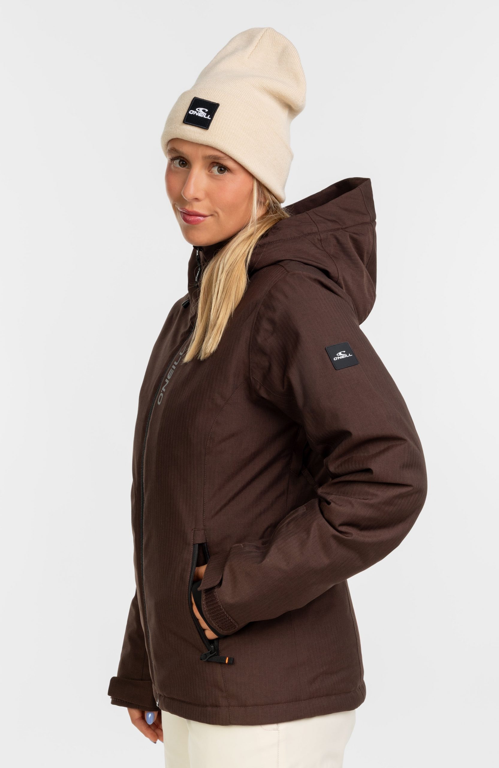 Textured Brown Winter Jacket with Hood — Winter Jackets for Women