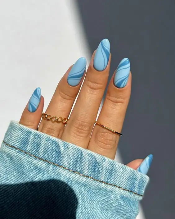 Swirls On All Nails Visual Idea Swirls On All Nails Visual Idea — Blue Nail Inspo