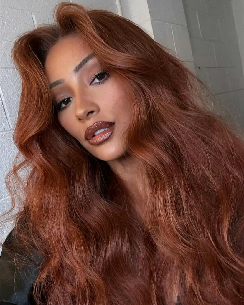 Warm Copper Red with Subtle Darker Roots Warm Copper Red with Subtle Darker Roots — Winter Red Hair Colors