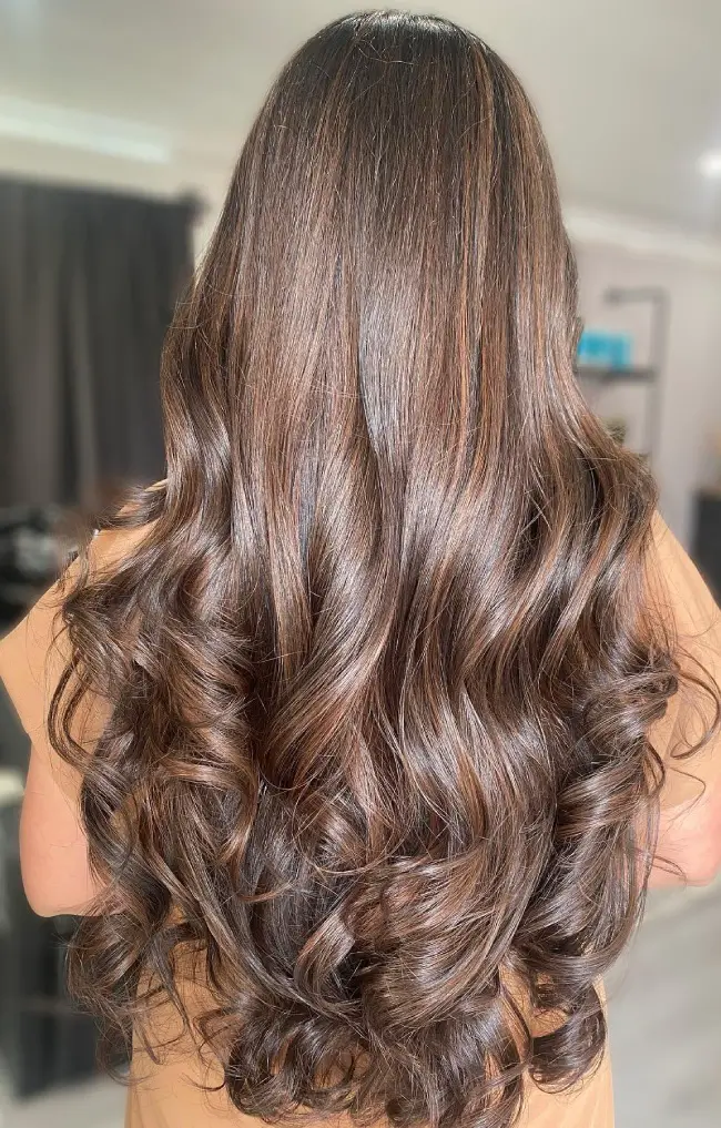 Mid-Back Waves With Multi-Dimensional Colour — Dark Chocolate Brown Hair