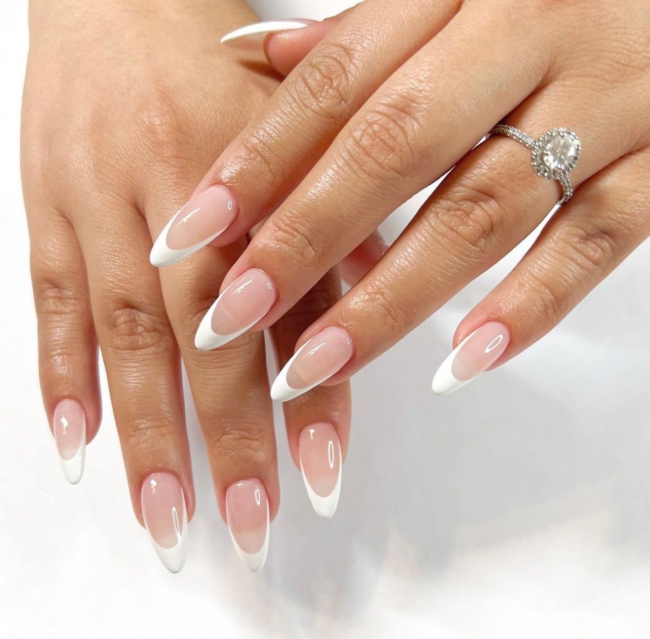 Classic French Manicure Medium Oval — Winter Wedding Nails