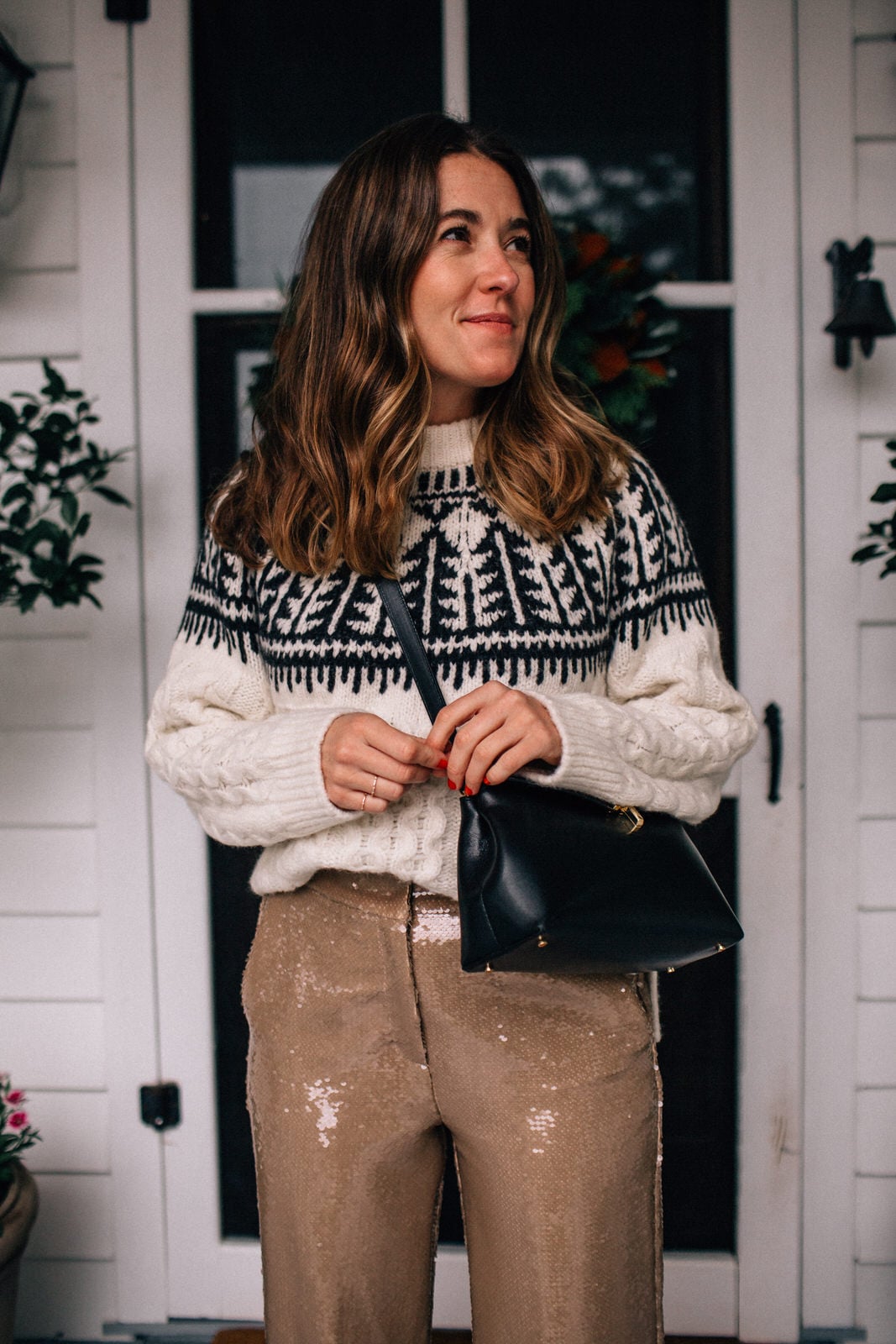 Festive Fair Isle with Sequined Pants Festive Fair Isle with Sequined Pants — Fair Isle Sweater Outfits