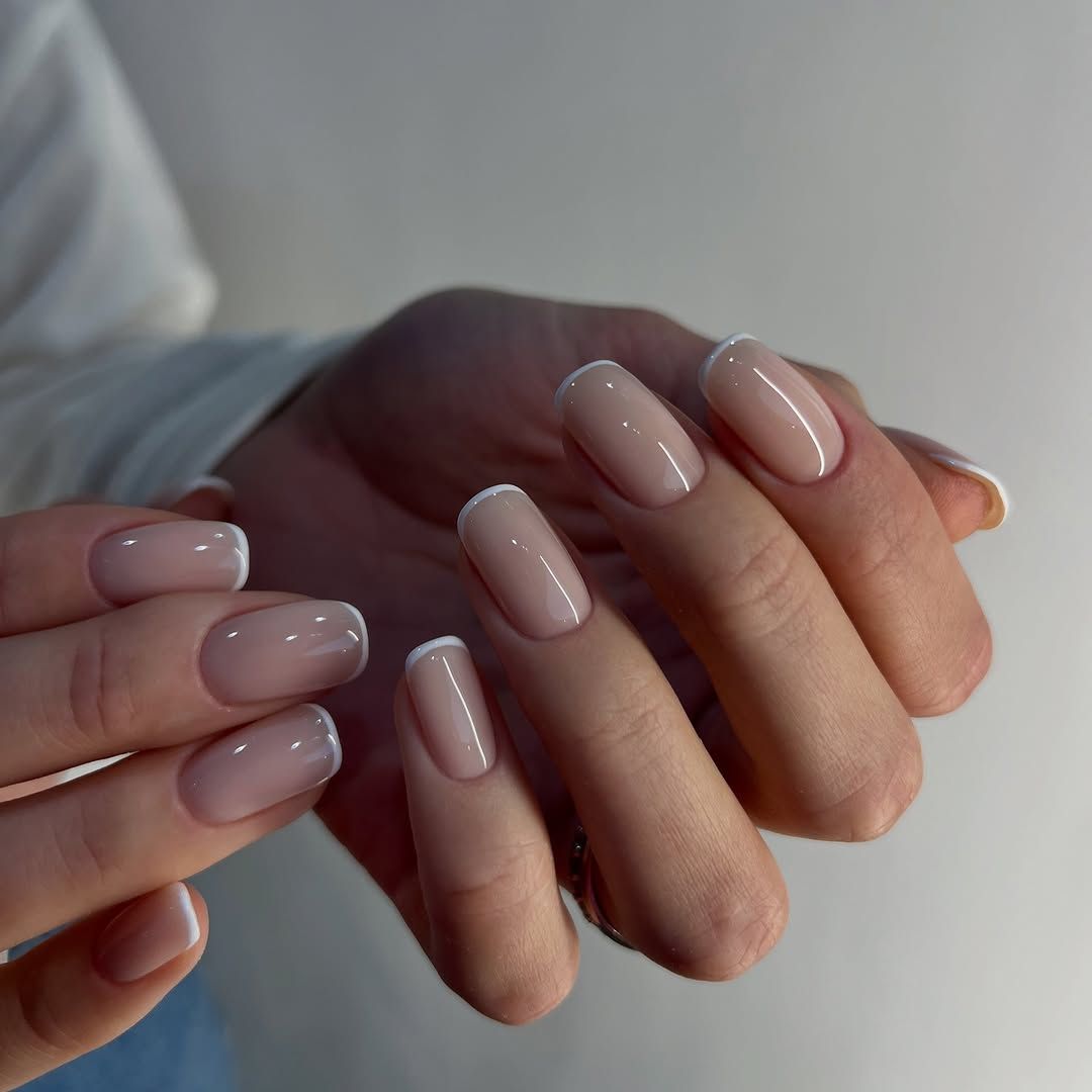 Medium Square Sheer Nude French Medium Square Sheer Nude French — Natural Winter Nails