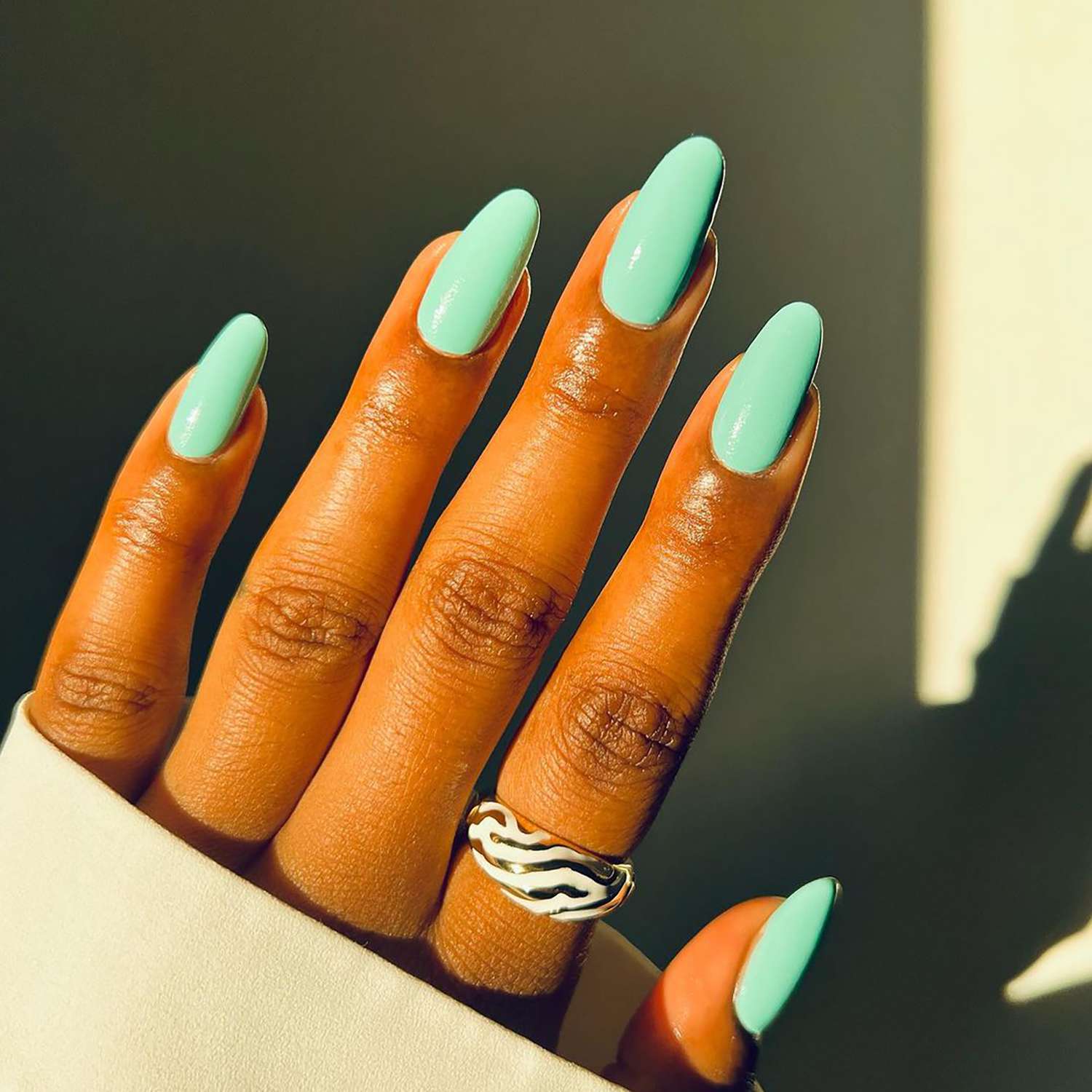 Mint Green Visual Idea Mint Green Visual Idea — Winter Nail Colors for Dark Skin