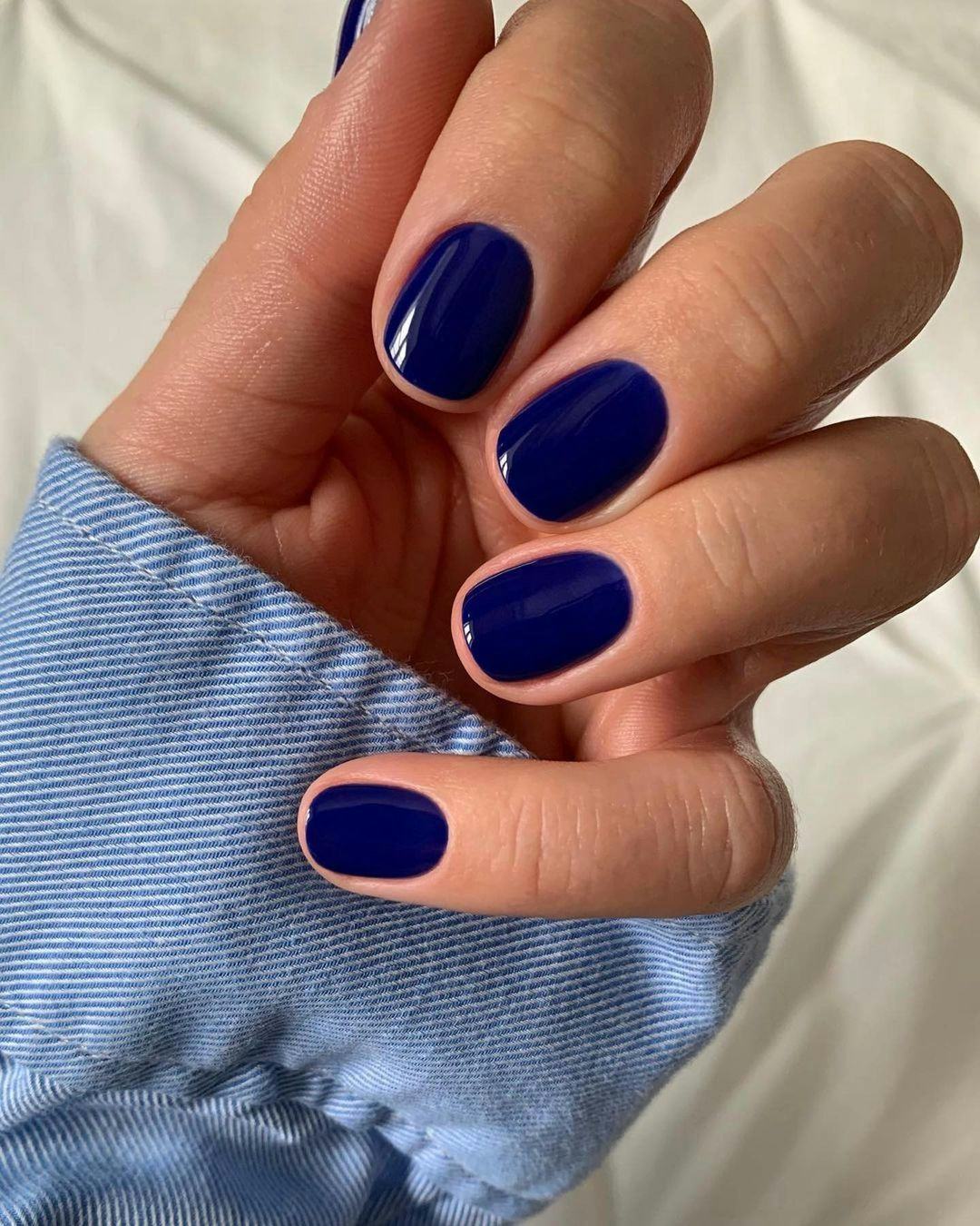 High Gloss Visual Idea — Navy Blue Nails